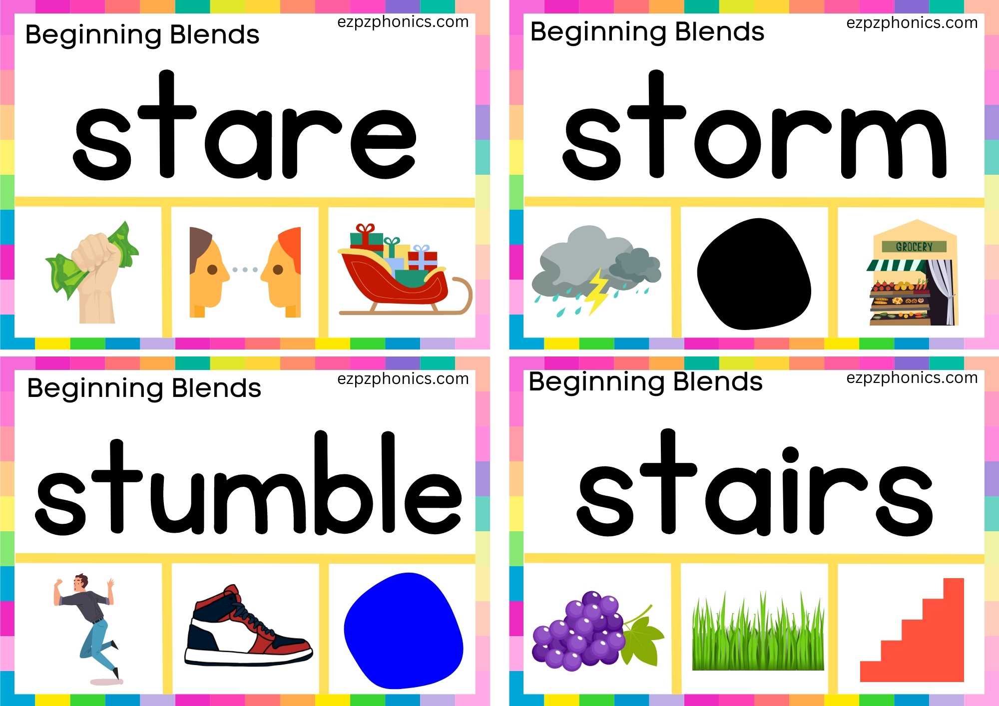 ST Beginning Blends Clip Cards Read The Words And Clip The Correct Images Set 2